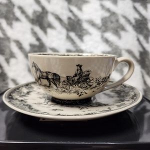 Madison Bay Company Porcelain Black Transfer-ware Teacup and saucer set